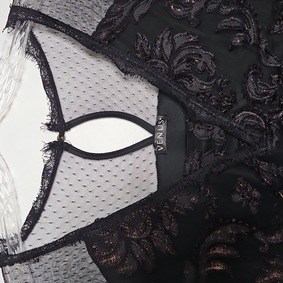 Black Lace And Mesh Blouse With Bell Sleeves Y2K Witchy‎ Festival Size Medium - Picture 4 of 16